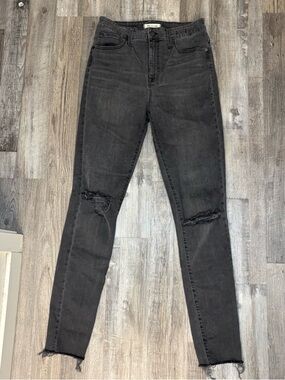 Madewell Washed Black Skinny Jeans with Knee Distress